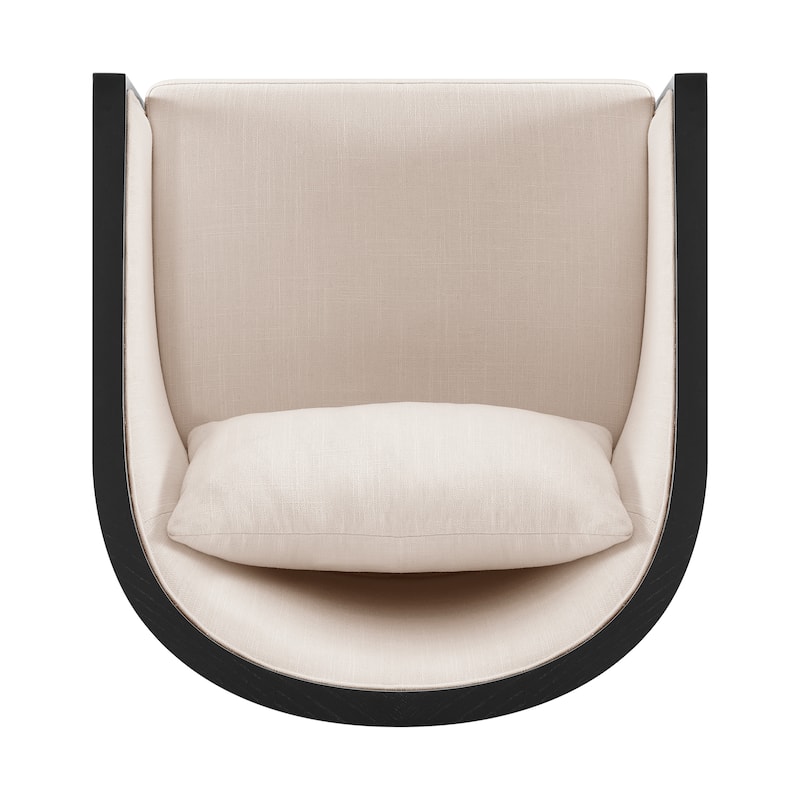NPD Furniture Marilyn Linen Swivel Accent Arm Chair with Rattan
