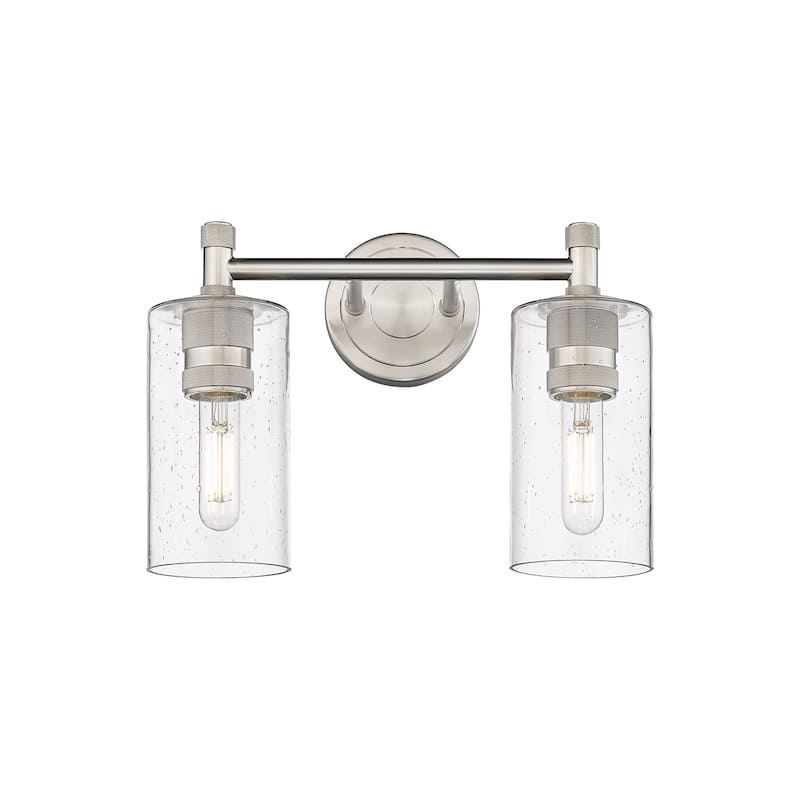 Innovations Lighting 434-2W-11-14 Crown Point Vanity Crown Point 2 - Satin Nickel / Seedy
