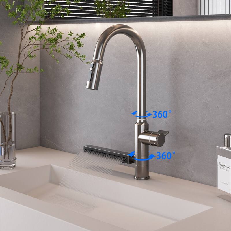 Versatile Bathroom Faucet with Extendable Sprayer and Swivel Spout