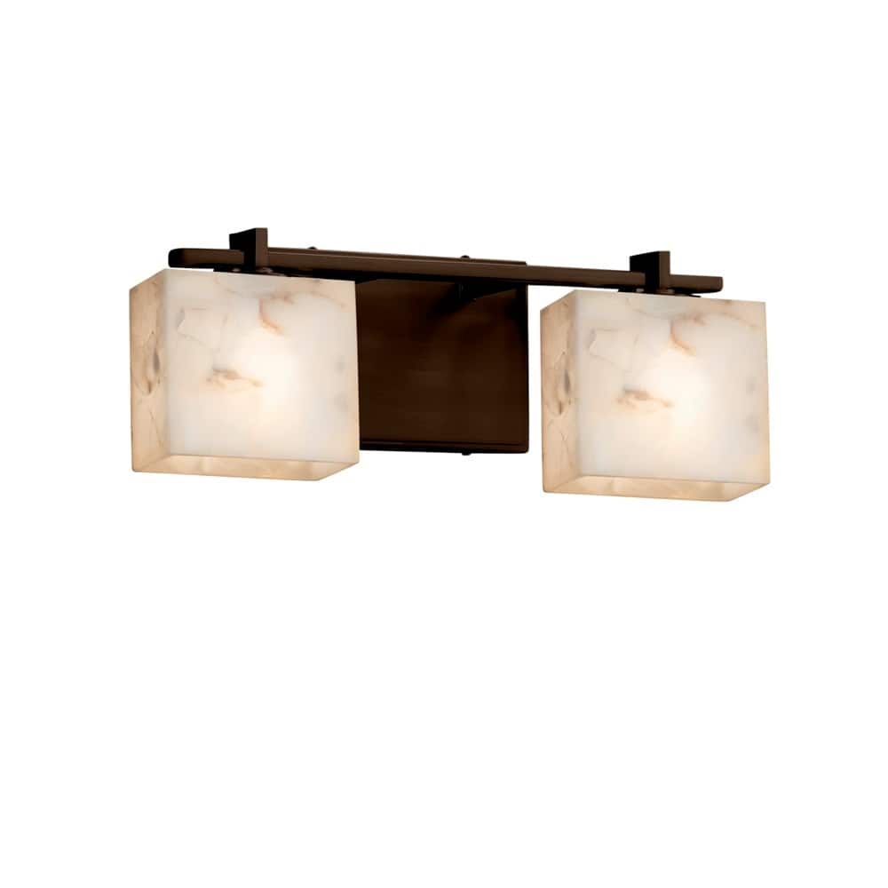 Alabaster Rocks!? Era 2-Light Dark Bronze LED Bath Bar, Alabaster Rocks Rectangle Shade