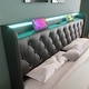 preview thumbnail 24 of 44, Lift Up Storage Platform Bed with USB Ports on Linen/PU Upholstered Headboard, 360° LED Low Profile Bed Frame, Remote Control