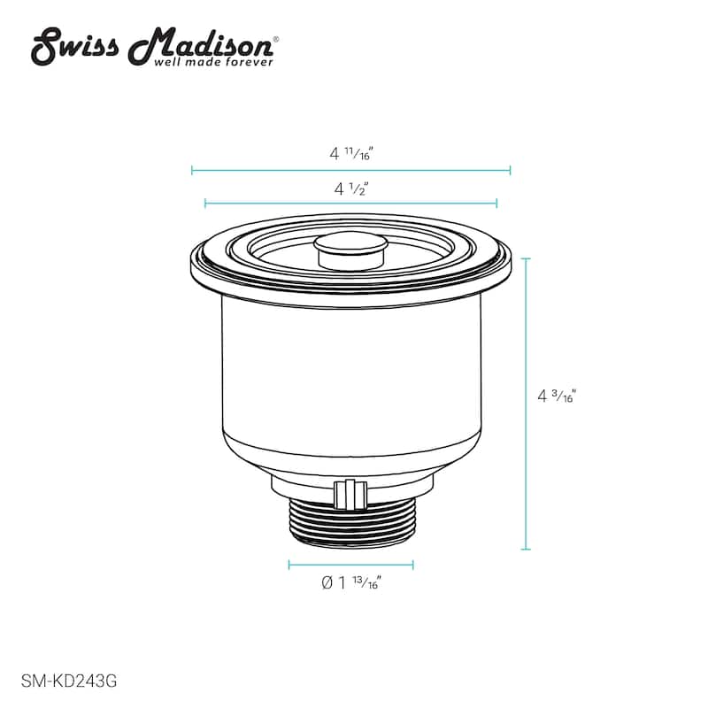 Swiss Madison 4.5" Stainless Steel Basket Drain