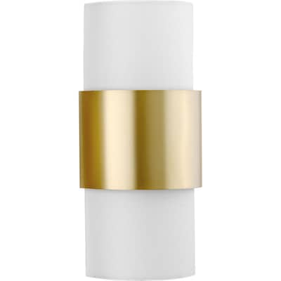 Silva Collection Two-Light Brushed Bronze White Linen Shade Wall Sconce - 7.87 in x 4.87 in x 17 in