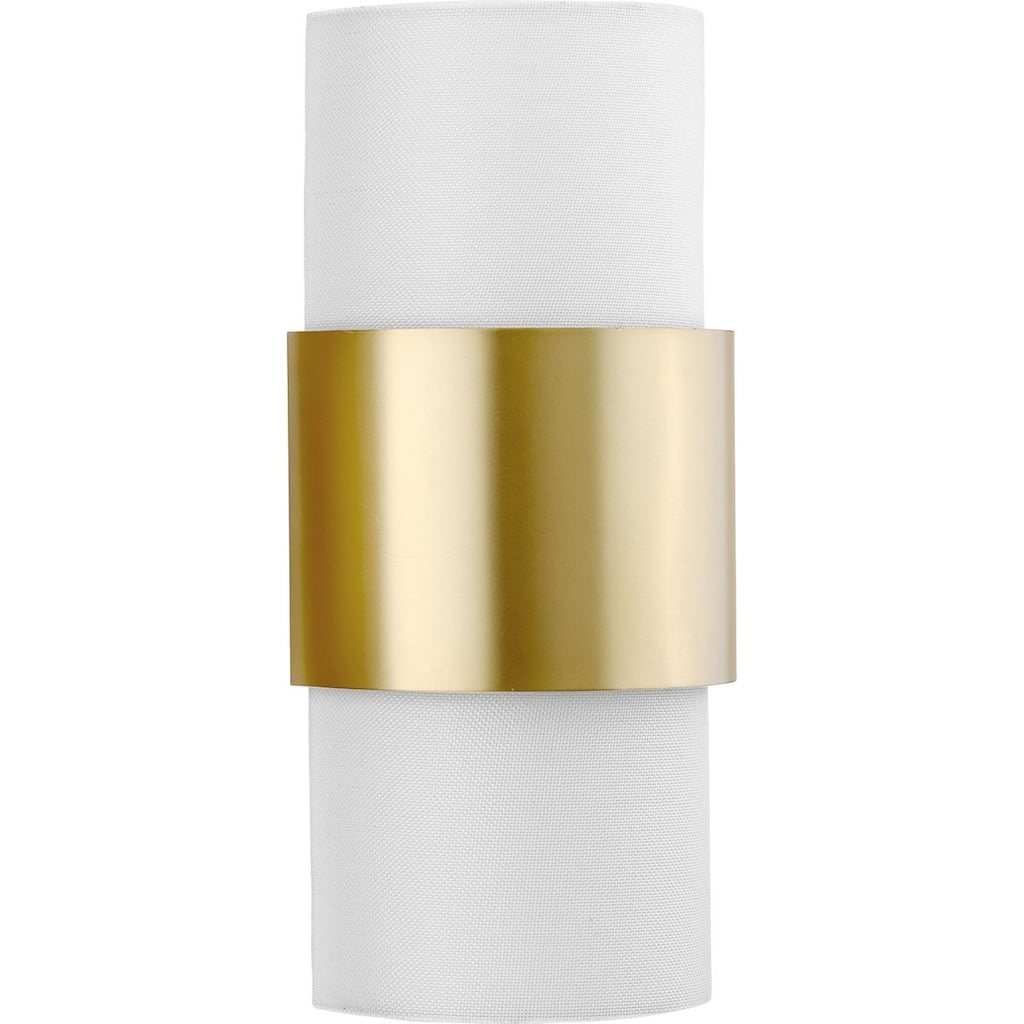 Silva Collection Two-Light Brushed Bronze White Linen Shade Wall Sconce - 7.87 in x 4.87 in x 17 in