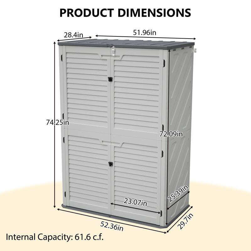 GDFStudio - Hayes Rust Proof Outdoor Equipment Storage for Backyards, Patio, Garden