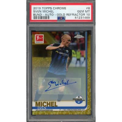 Sven Michel 2019 Topps Chrome Bundesliga Gold Refractor Auto Card #8 PSA 10 /50 - 8'6" x 11'6"