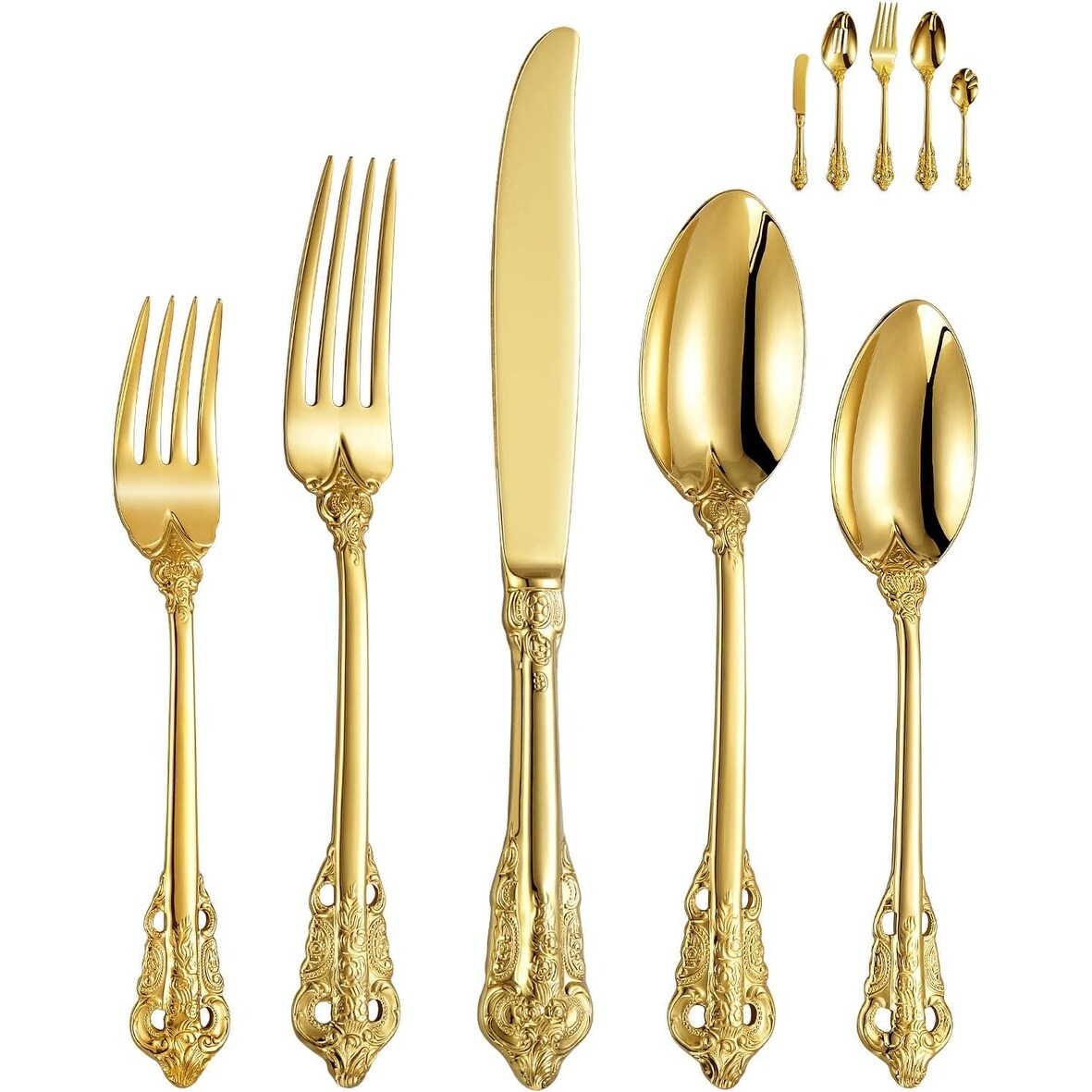 45 Pieces 18 10 Stainless Steel Flatware set Service for 8 silver plated with gold accents Fine Silverware set Gold