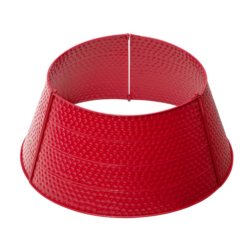 Glitzhome 26"D/22"D Hammer-harden Textured Metal Christmas Tree Collars