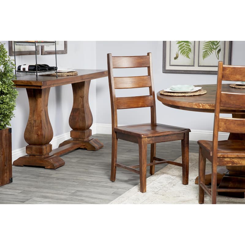 Teak Wood Handmade Mid-Century Living Room Accent Chair with Wrapped Banana Leaf Seat - Set of 2 Light Brown - Roche River Decor