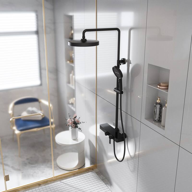 Modland 3-Function Wall Mount Shower System with Tub Spout 10.8" Rainfall Shower & Handheld Shower