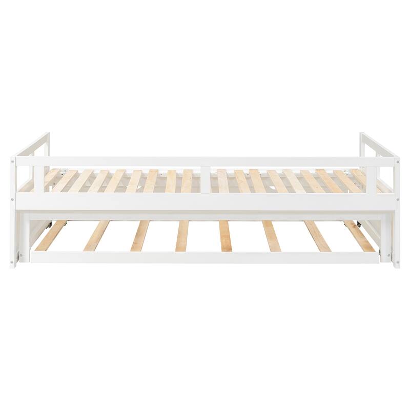 Wooden Daybed with Pull-Out Trundle, Expandable from Twin to King