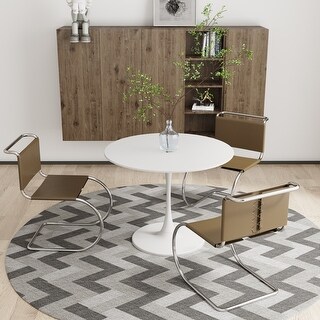 Modern Round Dining Table, Solid Metal Base Coffee Table - Bed Bath ...