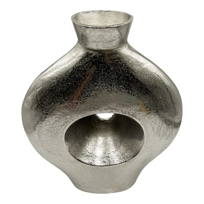 18 Inch Tall Decorative Handmade Aluminum Bottle Flower Vase - Nickel