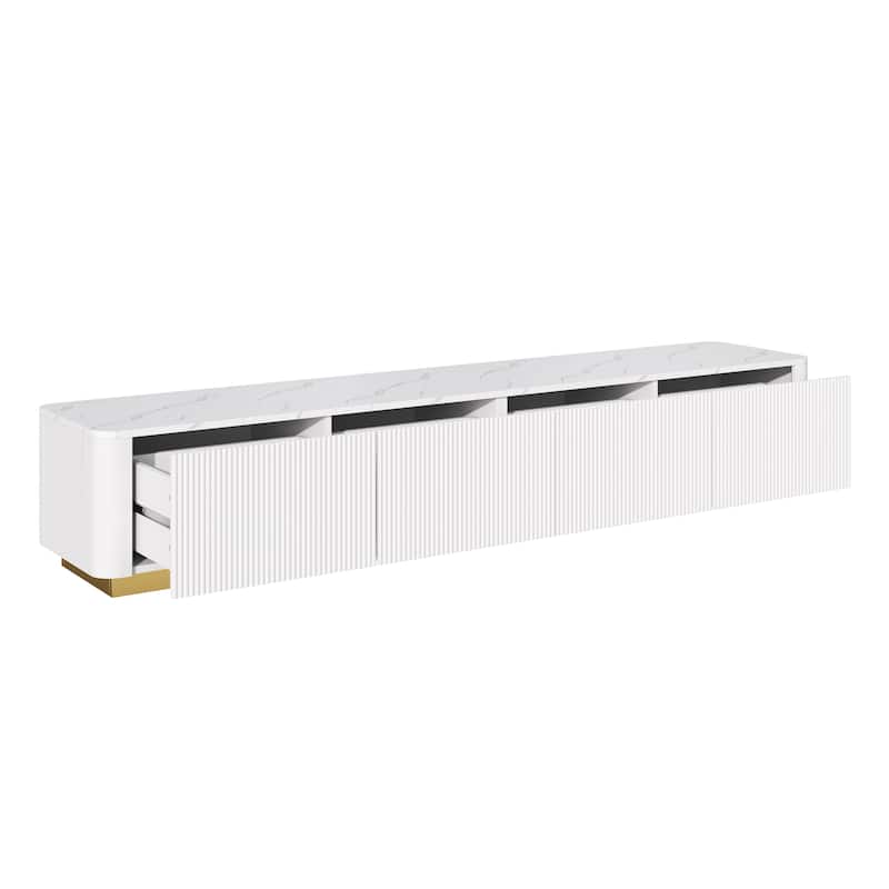 Luxury Fluted TV Stand for TVs Up to 85" with 4 Drawers