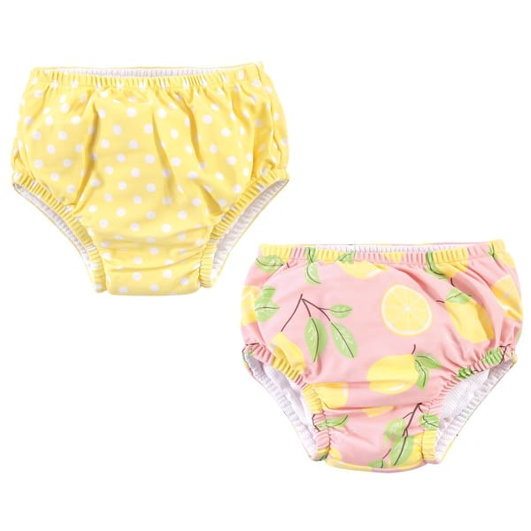 slide 1 of 1, Hudson Baby Infant Girl Swim Diapers, Pink Lemons 0-6 Months - Pink Lemons