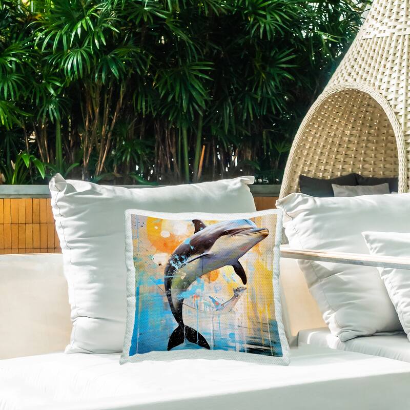 Stupell Abstract Splatter Dolphin Printed Outdoor Throw Pillow Design ...