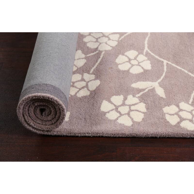 Floral Contemporary Oriental Wool Area Rug Hand-tufted Foyer Carpet - 5'0" x 8'0"