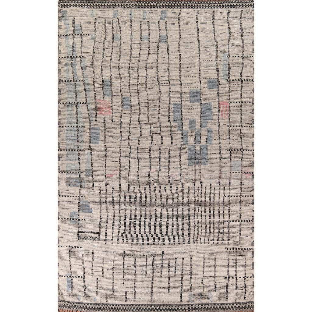 Earth Tone Moroccan Large Area Rug Handmade Oriental Wool Carpet - 9'9" x 15'2"