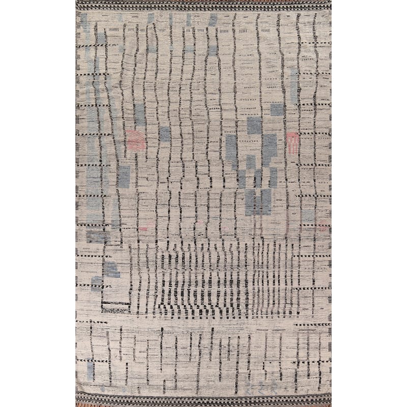 Earth Tone Moroccan Large Area Rug Handmade Oriental Wool Carpet - 9'9" x 15'2"