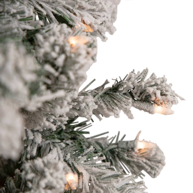 6.5' Pre-Lit Flocked Madison Pine Medium Artificial Christmas Tree Clear Lights
