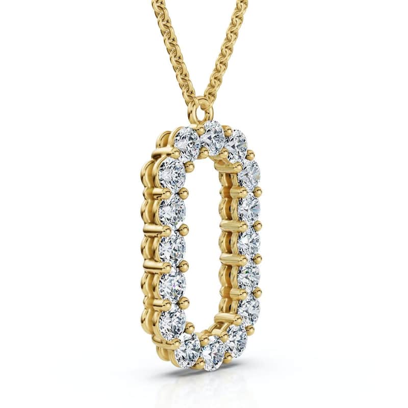Bliss Diamond 1Ct Diamond Initial "O" Pendant Gold 18" Necklace Lab Grown 5/8" Tall - Yellow