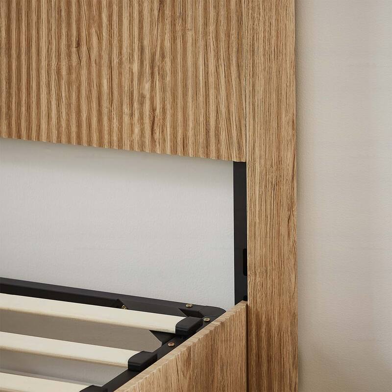 Modern Lift Up Storage Bed,Hydraulic Storage,with Corrugated Curves