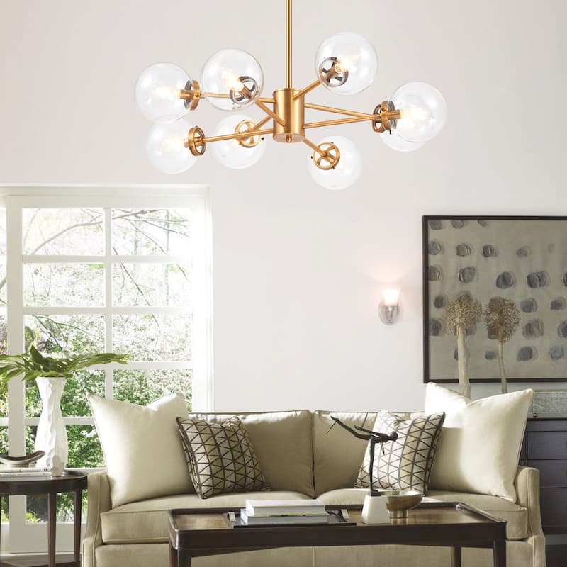 CO-Z Modern Brass 8-light Linear Sputnik Chandelier - Clear  Glass