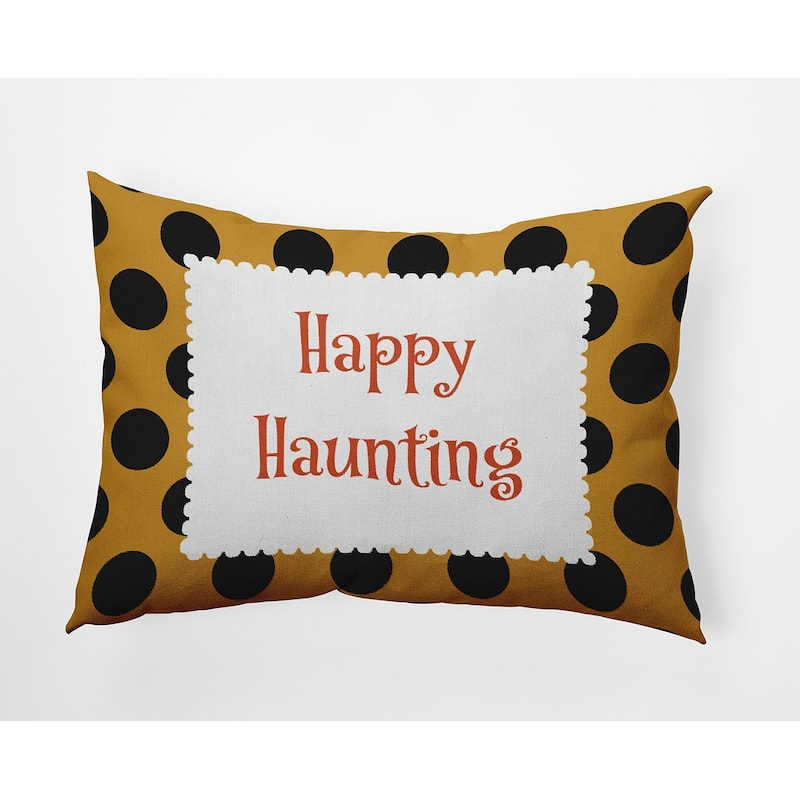 Halloween Happy Haunting Dots Accent Pillow - Golden Mustard - 14" x 20"