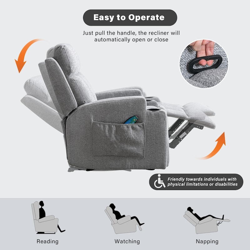 Recliner Sofa for Living Room, Extra Wide Modern Overstuffed 1/2/3 Seat Reclining Manual Sofa Chair