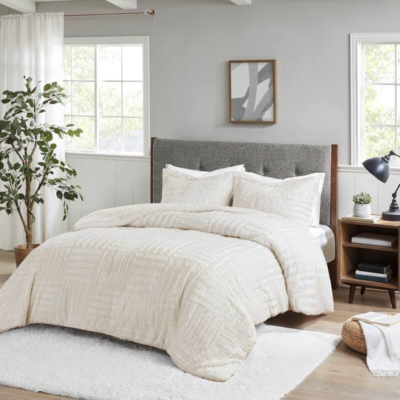 King/Cal King Fur Down Alternative Comforter Mini Set - Ivory