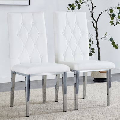 Dining Chair Set of 4 Accent Chairs Office Chair w/ Embedded Buttons