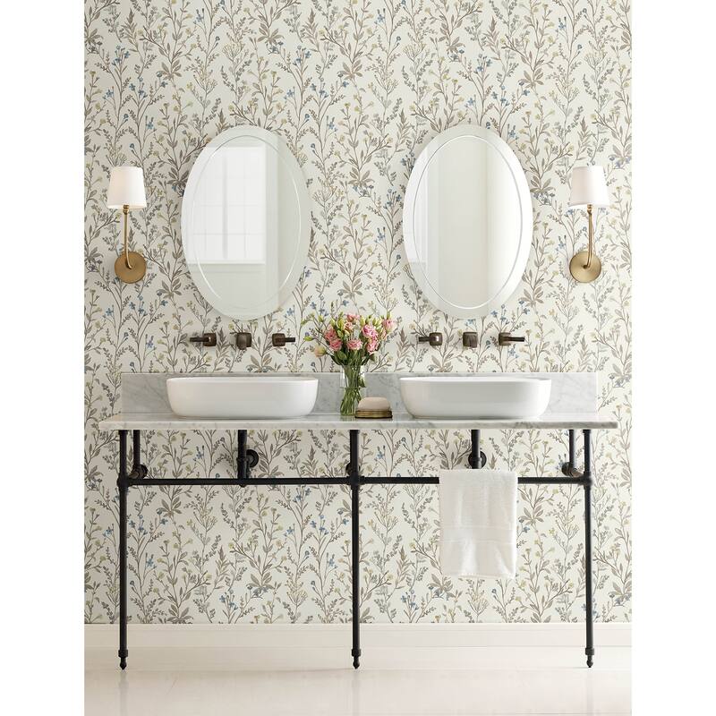 Chesapeake Laverne Neutral Wildflowers Wallpaper