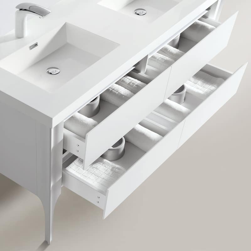 Willa 60" Double Bathroom Vanity Set with LED Lights