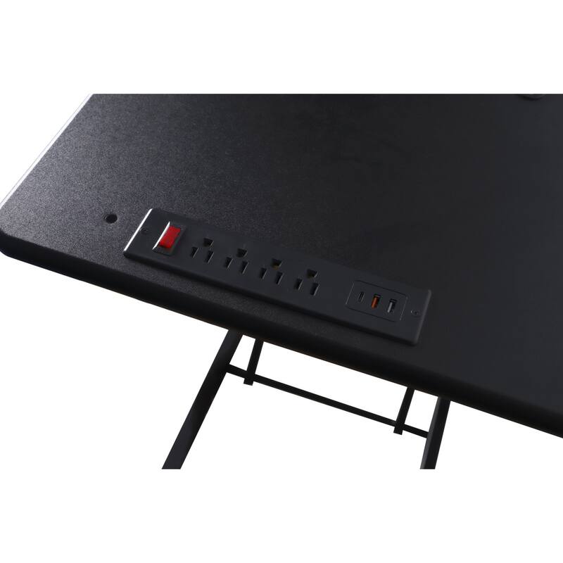 Rocelco 37.4 in. W Beige Electric Standing Desk Converter with AC USB Charger, Motorized Lift, Dual Monitor Riser and Tray