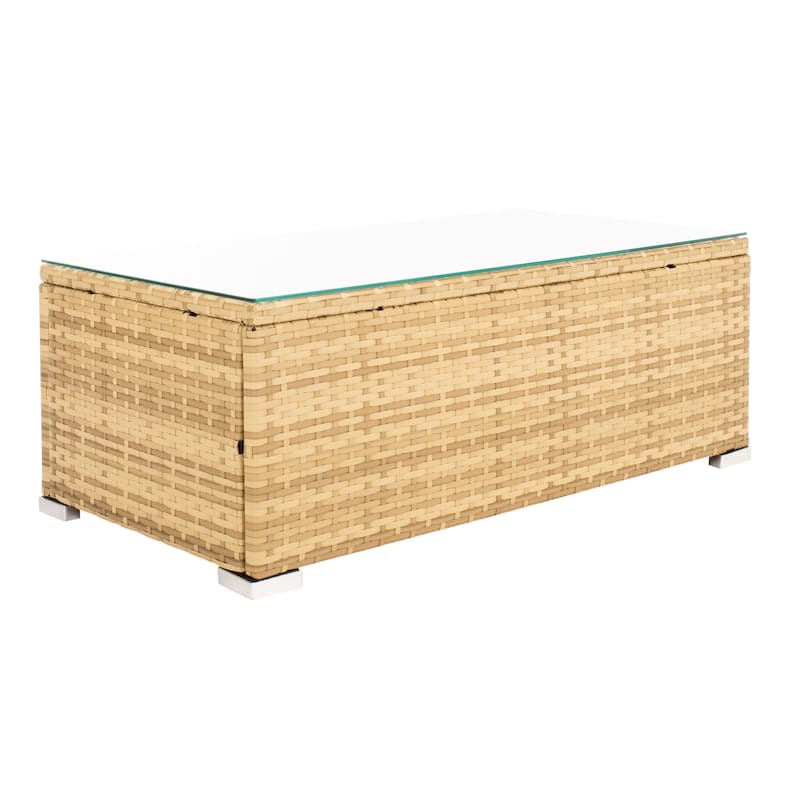 SAFAVIEH Outdoor Patio Furniture Natalee Wicker 4-Piece Conversation Set - 50W x 27D x 28H