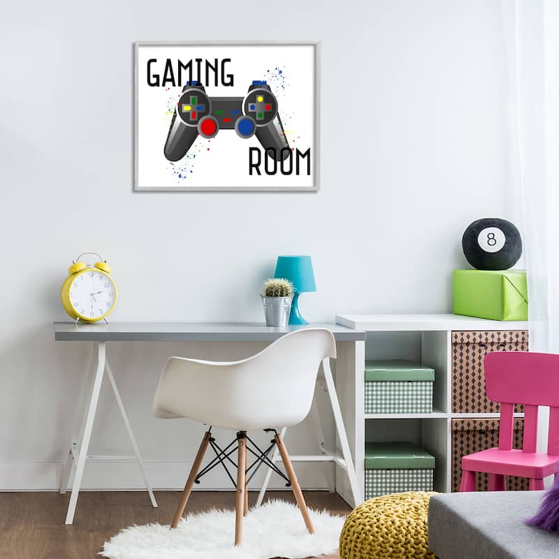 Stupell Gaming Room Modern Controller Framed Giclee Art Design By Kim Allen