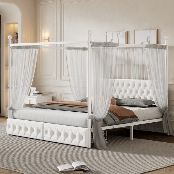 Canopy king platform bed with storage discount