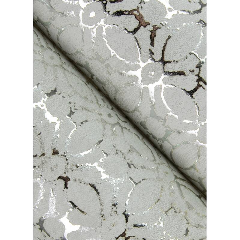 A-Street Prints Khauta Silver Floral Geometric Wallpaper