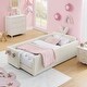 preview thumbnail 1 of 53, Twin Size Upholstered Platform Bed with Headboard,Montessori Bed Frame for Toddlers,Floor Bed Beige