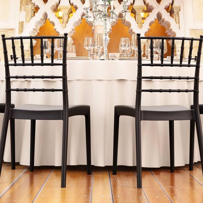 36" Black Stackable Outdoor Patio Armless Dining Chair