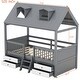 preview thumbnail 24 of 46, House Bed Creativity Kids Platform Bed with 4 Storage Drawers and a Cute Ladder, House Bed with Roof Skylights and Guardrail