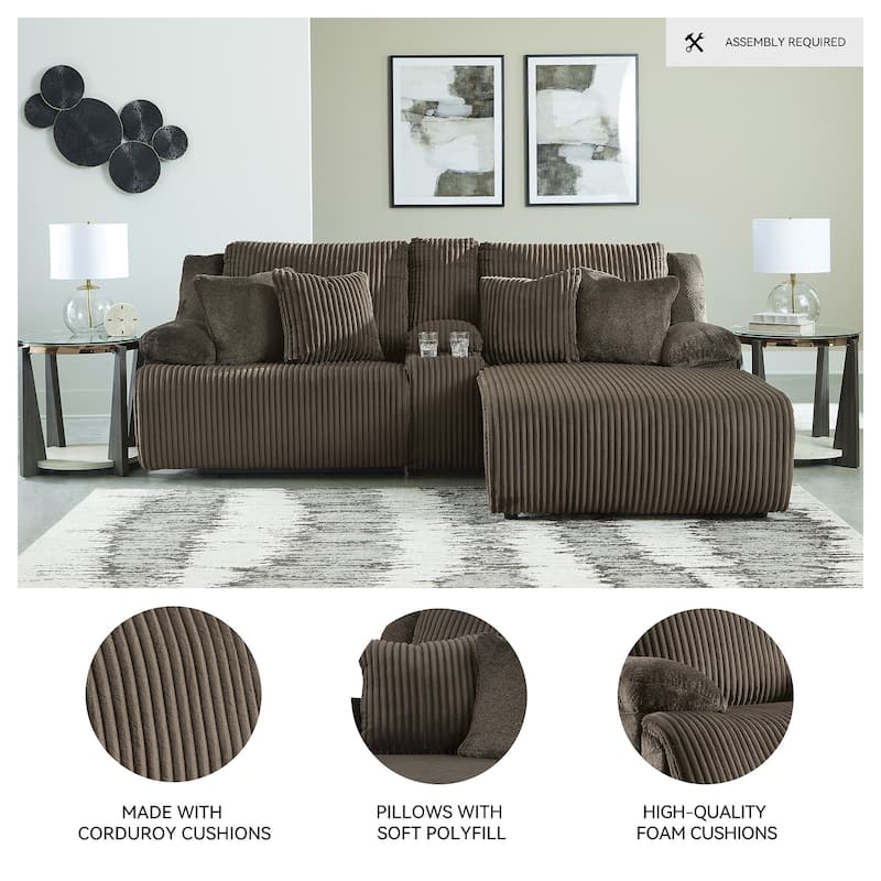 Signature Design by Ashley Top Tier 3-Piece Reclining Sectional with Chaise - 105"W x 74"D x 41"H