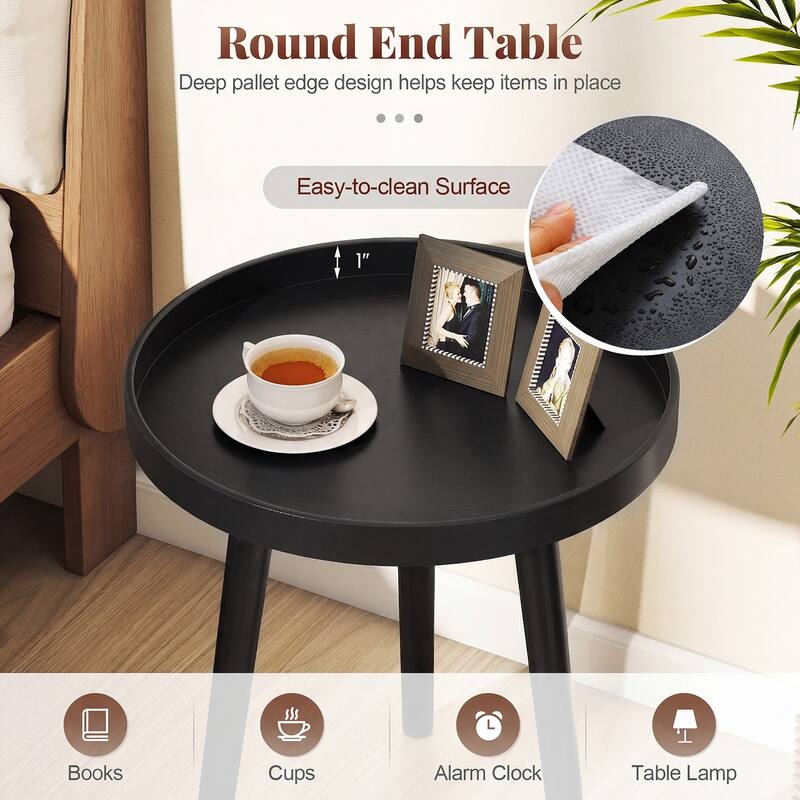 Costway 1/2 PCS Round Side Table Sofa Coffee End Accent Table