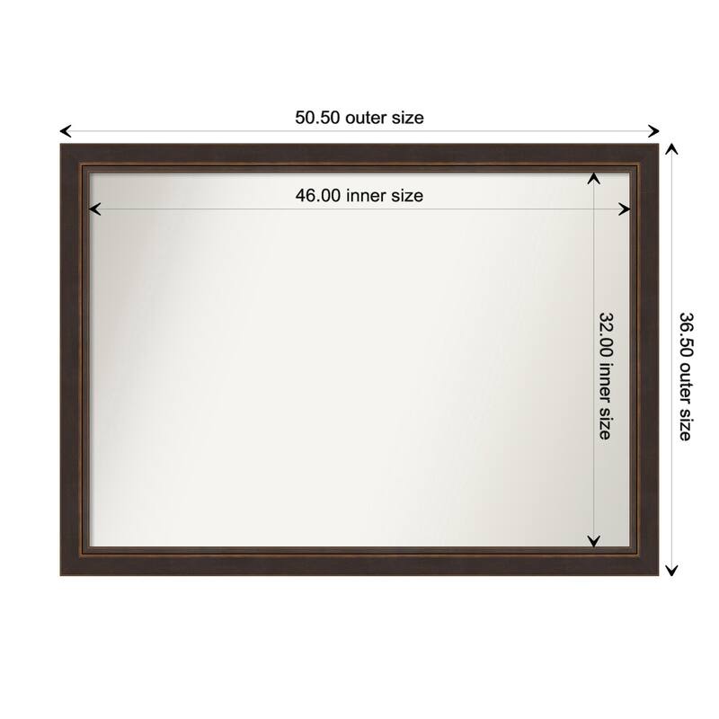 Lara Bronze Framed Non-Beveled Custom Wall Mirror, Bathroom Vanity Mirror - Outer Size: 50.5 x 36.5