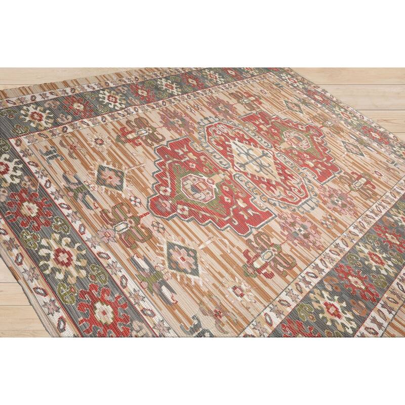 Handmade Tan, Rust FlatweavePolyster Traditional Oriental Area Rug