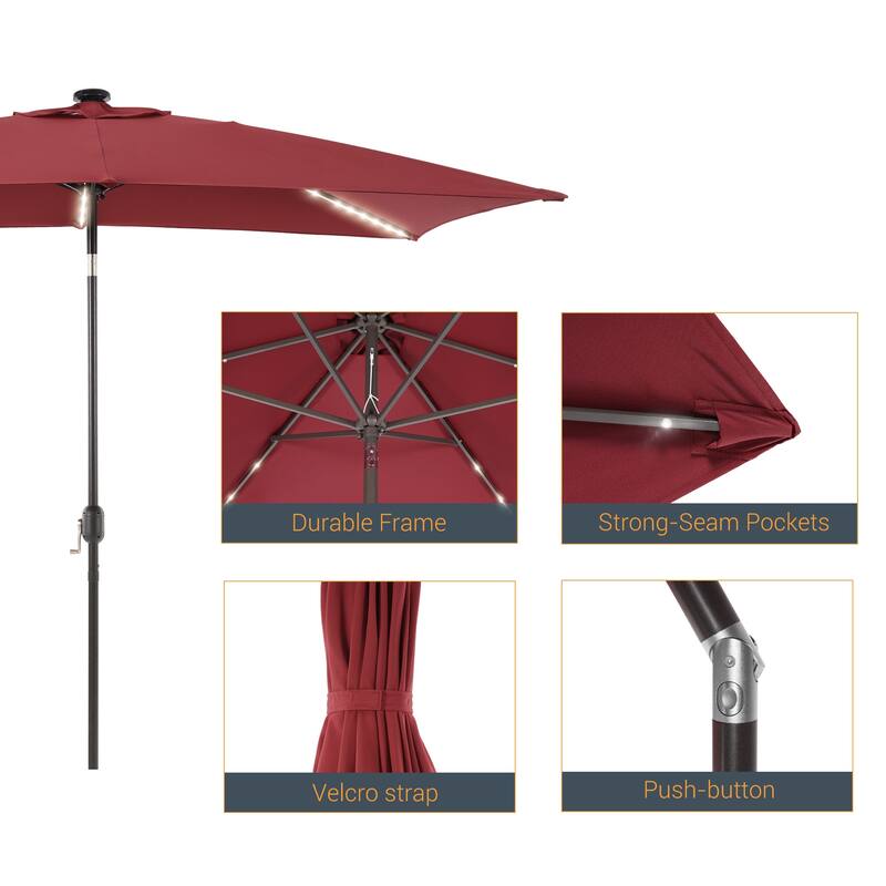 LIVOOSUN 6x9Ft LED Patio Umbrella Weather Resistant Table Umbrella