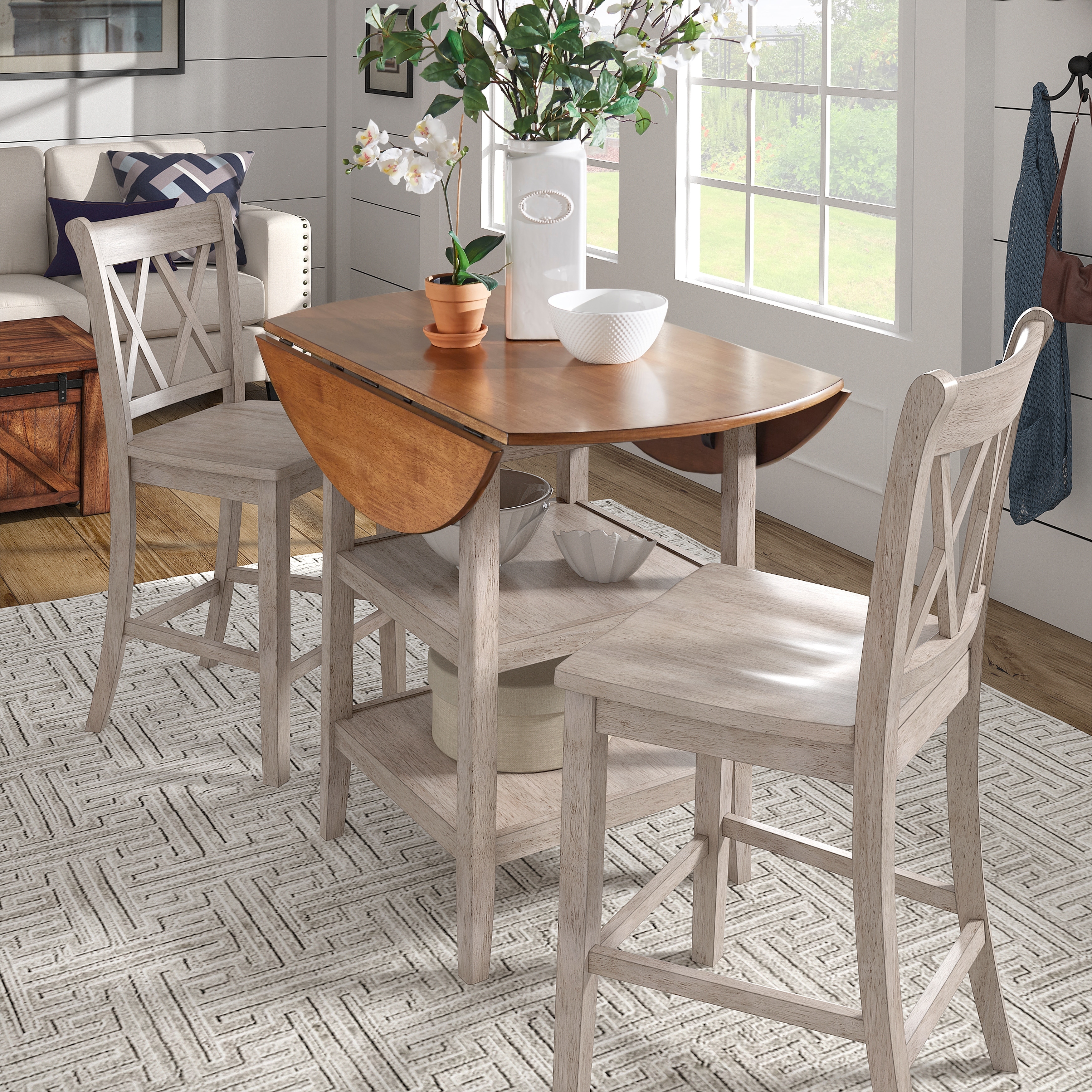 Antique white counter shop height dining set