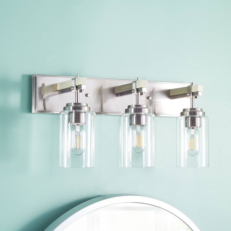 SAFAVIEH Lighting Ytje Wall Sconce - 22"x6.8"x10.3" - Nickel/Clear - 22Wx7Dx10H