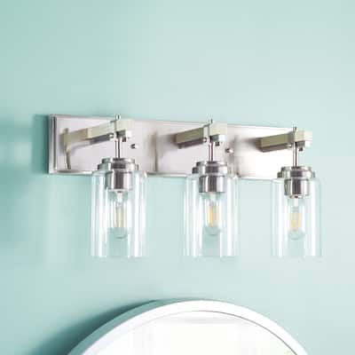 SAFAVIEH Lighting Ytje Wall Sconce - 22"x6.8"x10.3" - Nickel/Clear - 22Wx7Dx10H