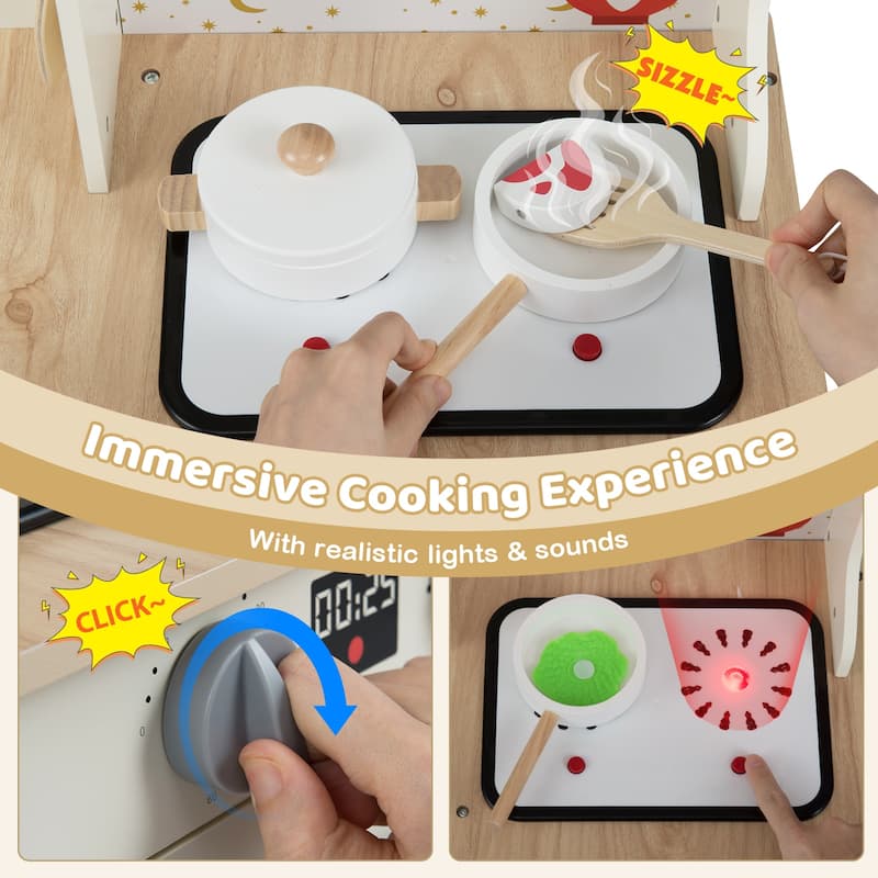 Gymax Kids Play Kitchen w/Working Faucet & Sink Microwave & Dishwasher